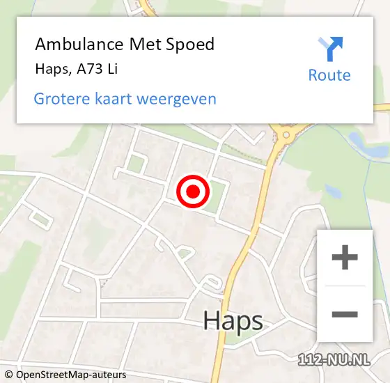 Locatie op kaart van de 112 melding: Ambulance Met Spoed Naar Haps, A73 Li op 7 oktober 2013 09:14