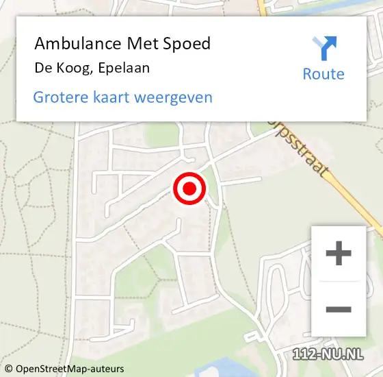 Locatie op kaart van de 112 melding: Ambulance Met Spoed Naar De Koog, Epelaan op 29 december 2021 07:00
