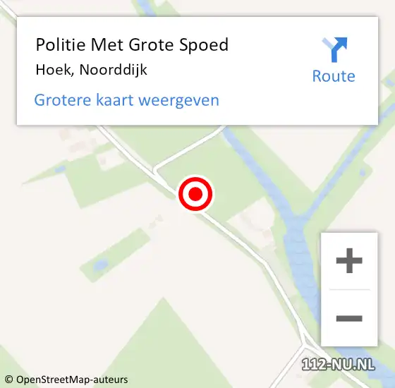 Locatie op kaart van de 112 melding: Politie Met Grote Spoed Naar Hoek, Noorddijk op 29 december 2021 08:13