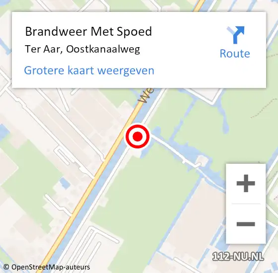 Locatie op kaart van de 112 melding: Brandweer Met Spoed Naar Ter Aar, Oostkanaalweg op 3 juli 2014 16:50