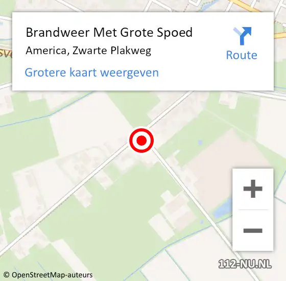 Locatie op kaart van de 112 melding: Brandweer Met Grote Spoed Naar America, Zwarte Plakweg op 29 december 2021 09:32