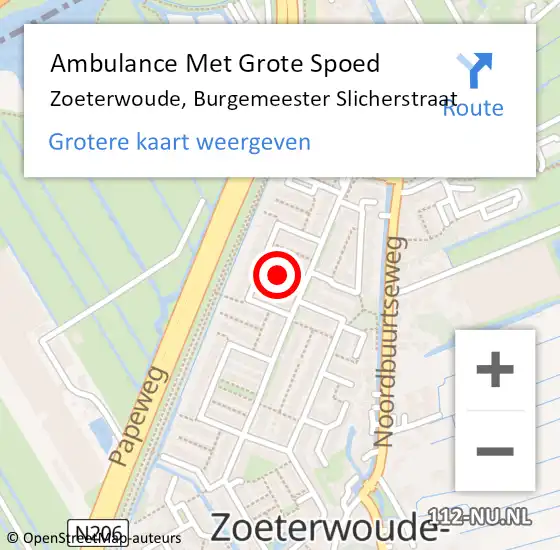 Locatie op kaart van de 112 melding: Ambulance Met Grote Spoed Naar Zoeterwoude, Burgemeester Slicherstraat op 29 december 2021 09:36