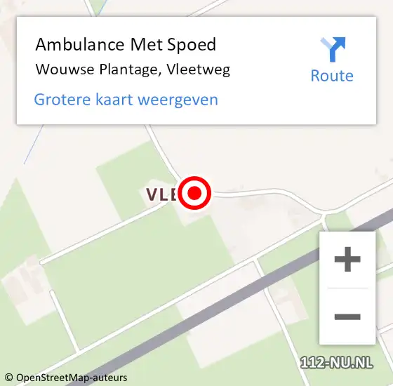 Locatie op kaart van de 112 melding: Ambulance Met Spoed Naar Wouwse Plantage, Vleetweg op 3 juli 2014 16:57