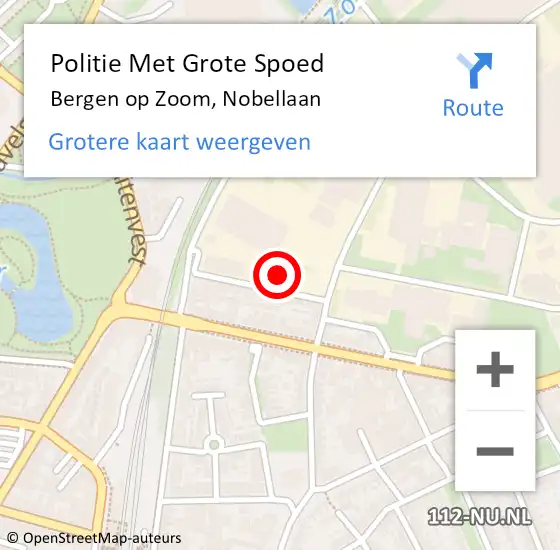 Locatie op kaart van de 112 melding: Politie Met Grote Spoed Naar Bergen op Zoom, Nobellaan op 29 december 2021 10:07