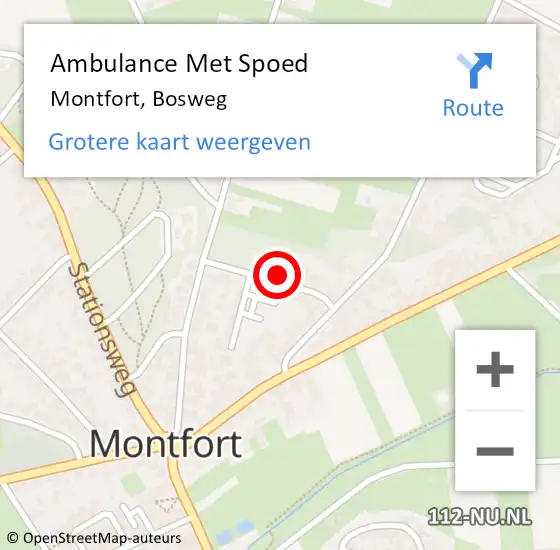 Locatie op kaart van de 112 melding: Ambulance Met Spoed Naar Montfort, Bosweg op 29 december 2021 10:31