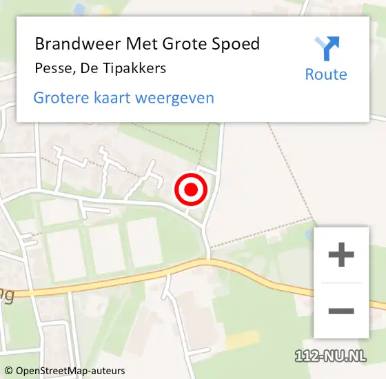 Locatie op kaart van de 112 melding: Brandweer Met Grote Spoed Naar Pesse, De Tipakkers op 29 december 2021 10:46