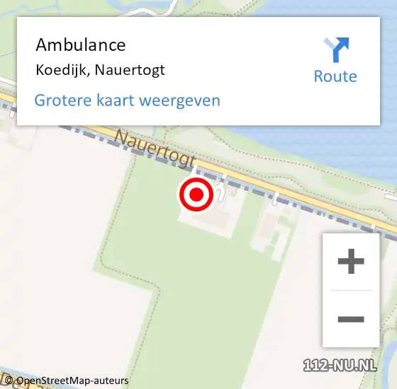 Locatie op kaart van de 112 melding: Ambulance Koedijk, Nauertogt op 29 december 2021 11:00