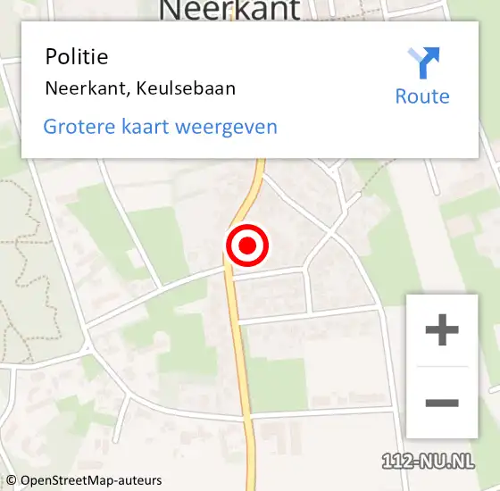 Locatie op kaart van de 112 melding: Politie Neerkant, Keulsebaan op 29 december 2021 11:26