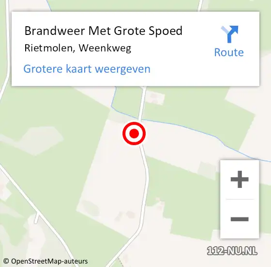 Locatie op kaart van de 112 melding: Brandweer Met Grote Spoed Naar Rietmolen, Weenkweg op 29 december 2021 11:35