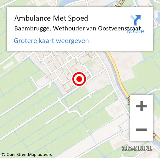 Locatie op kaart van de 112 melding: Ambulance Met Spoed Naar Baambrugge, Wethouder van Oostveenstraat op 29 december 2021 11:36