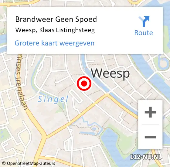 Locatie op kaart van de 112 melding: Brandweer Geen Spoed Naar Weesp, Klaas Listinghsteeg op 29 december 2021 11:37