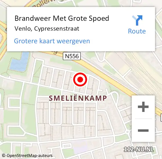 Locatie op kaart van de 112 melding: Brandweer Met Grote Spoed Naar Venlo, Cypressenstraat op 29 december 2021 12:02