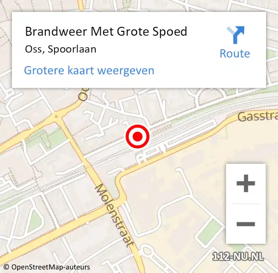 Locatie op kaart van de 112 melding: Brandweer Met Grote Spoed Naar Oss, Spoorlaan op 29 december 2021 12:03