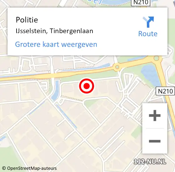 Locatie op kaart van de 112 melding: Politie IJsselstein, Tinbergenlaan op 29 december 2021 12:38