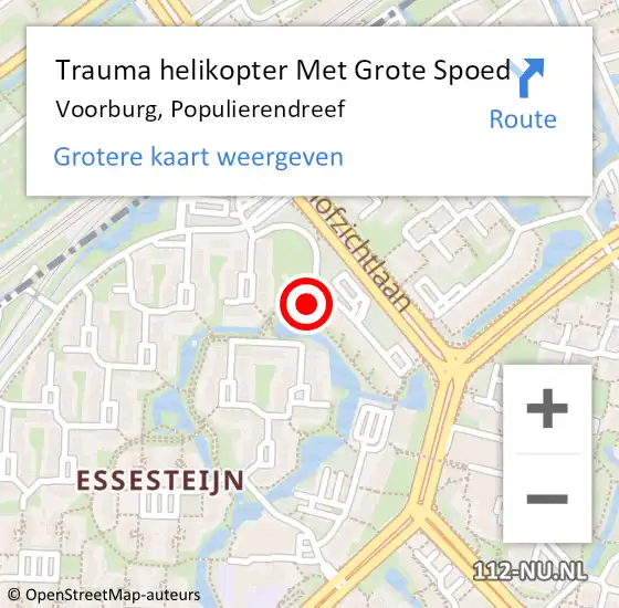 Locatie op kaart van de 112 melding: Trauma helikopter Met Grote Spoed Naar Voorburg, Populierendreef op 29 december 2021 12:46