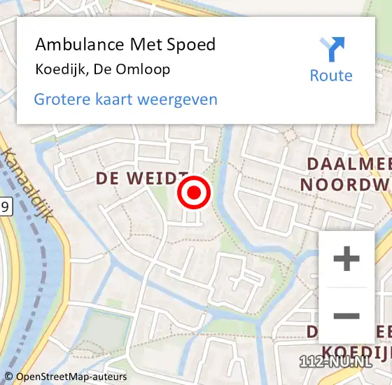 Locatie op kaart van de 112 melding: Ambulance Met Spoed Naar Koedijk, De Omloop op 29 december 2021 12:57