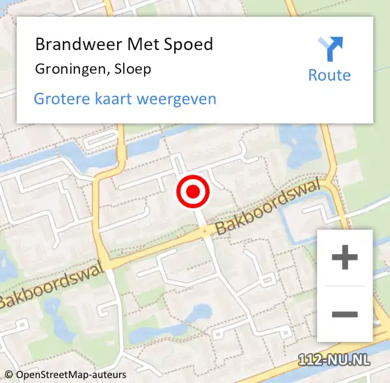 Locatie op kaart van de 112 melding: Brandweer Met Spoed Naar Groningen, Sloep op 29 december 2021 13:22