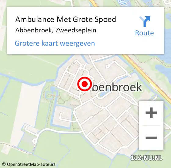 Locatie op kaart van de 112 melding: Ambulance Met Grote Spoed Naar Abbenbroek, Zweedseplein op 29 december 2021 13:31