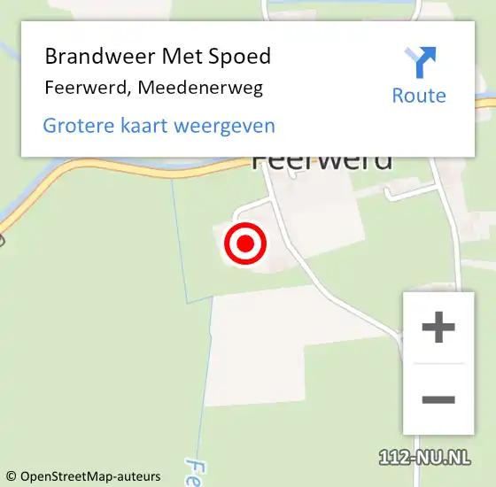 Locatie op kaart van de 112 melding: Brandweer Met Spoed Naar Feerwerd, Meedenerweg op 29 december 2021 14:32