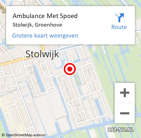 Locatie op kaart van de 112 melding: Ambulance Met Spoed Naar Stolwijk, Groenhove op 29 december 2021 14:35