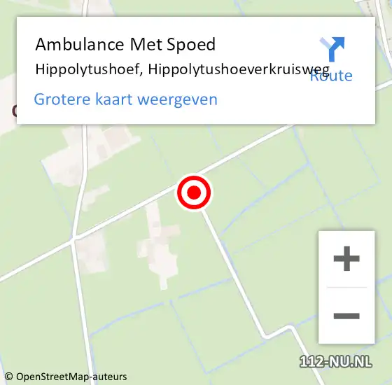 Locatie op kaart van de 112 melding: Ambulance Met Spoed Naar Hippolytushoef, Hippolytushoeverkruisweg op 29 december 2021 14:37