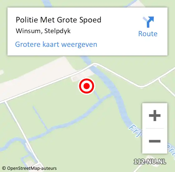 Locatie op kaart van de 112 melding: Politie Met Grote Spoed Naar Winsum, Stelpdyk op 29 december 2021 14:41