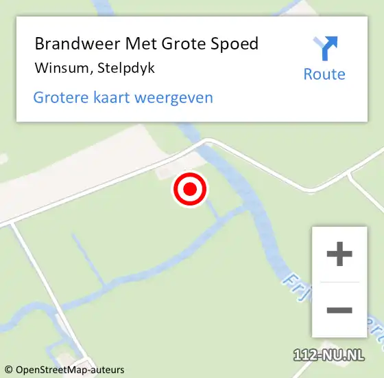 Locatie op kaart van de 112 melding: Brandweer Met Grote Spoed Naar Winsum, Stelpdyk op 29 december 2021 14:42