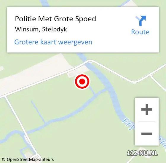 Locatie op kaart van de 112 melding: Politie Met Grote Spoed Naar Winsum, Stelpdyk op 29 december 2021 14:43