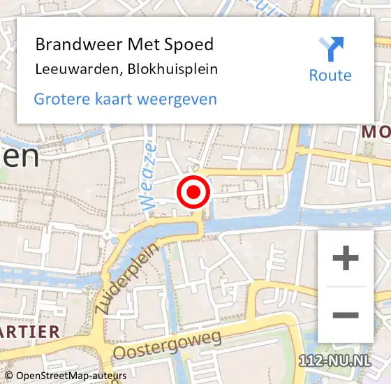Locatie op kaart van de 112 melding: Brandweer Met Spoed Naar Leeuwarden, Blokhuisplein op 29 december 2021 15:13