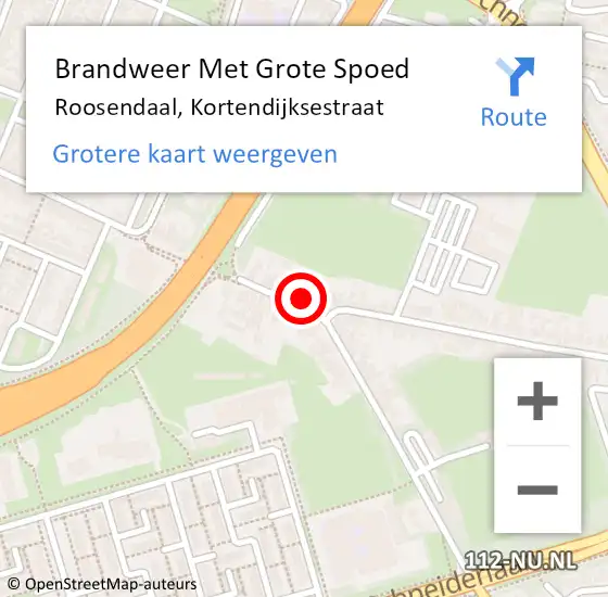 Locatie op kaart van de 112 melding: Brandweer Met Grote Spoed Naar Roosendaal, Kortendijksestraat op 29 december 2021 15:14