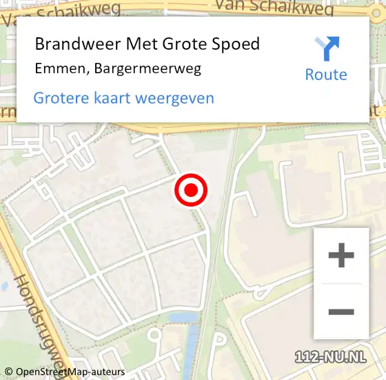 Locatie op kaart van de 112 melding: Brandweer Met Grote Spoed Naar Emmen, Bargermeerweg op 29 december 2021 15:17