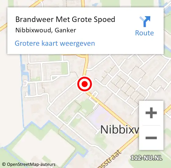 Locatie op kaart van de 112 melding: Brandweer Met Grote Spoed Naar Nibbixwoud, Ganker op 29 december 2021 15:26