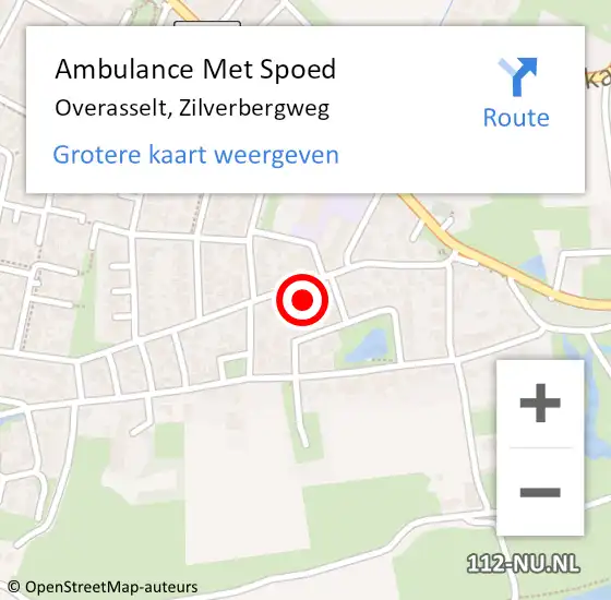 Locatie op kaart van de 112 melding: Ambulance Met Spoed Naar Overasselt, Zilverbergweg op 29 december 2021 15:44