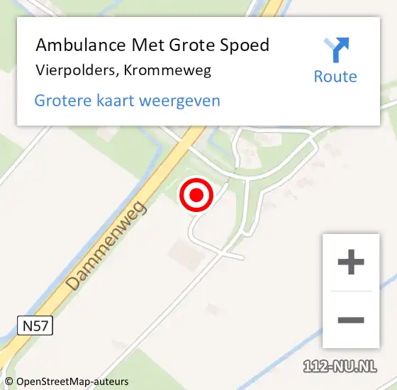 Locatie op kaart van de 112 melding: Ambulance Met Grote Spoed Naar Vierpolders, Krommeweg op 3 juli 2014 17:31