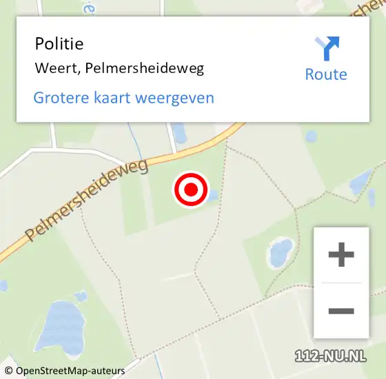 Locatie op kaart van de 112 melding: Politie Weert, Pelmersheideweg op 29 december 2021 16:06