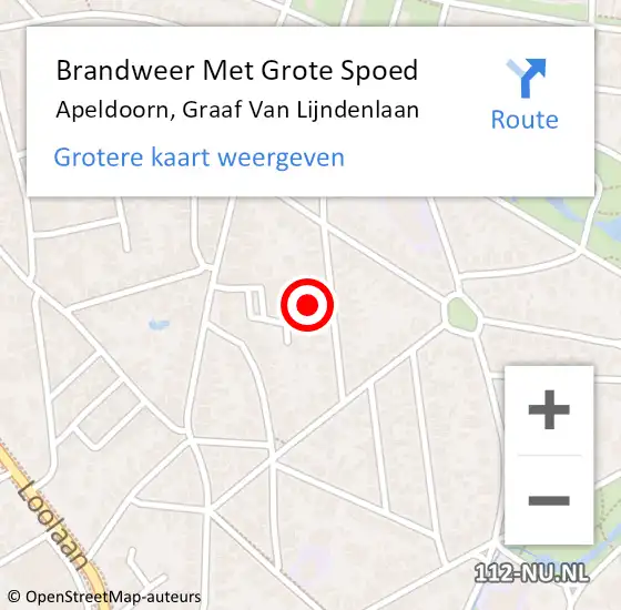 Locatie op kaart van de 112 melding: Brandweer Met Grote Spoed Naar Apeldoorn, Graaf Van Lijndenlaan op 29 december 2021 16:18