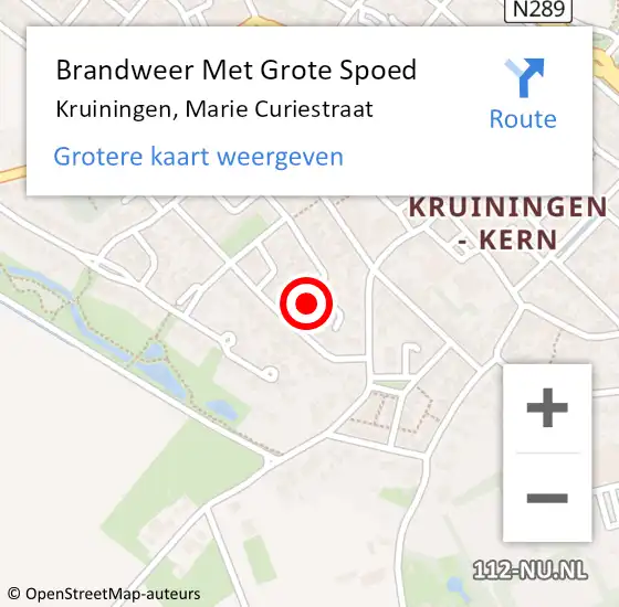 Locatie op kaart van de 112 melding: Brandweer Met Grote Spoed Naar Kruiningen, Marie Curiestraat op 29 december 2021 16:20