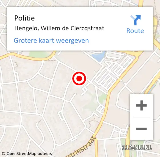 Locatie op kaart van de 112 melding: Politie Hengelo, Willem de Clercqstraat op 29 december 2021 16:41