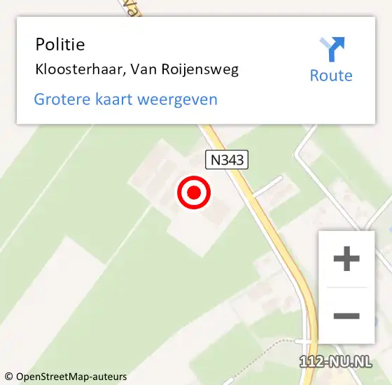 Locatie op kaart van de 112 melding: Politie Kloosterhaar, Van Roijensweg op 29 december 2021 16:56