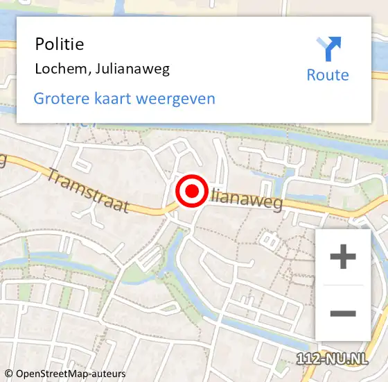 Locatie op kaart van de 112 melding: Politie Lochem, Julianaweg op 29 december 2021 17:08