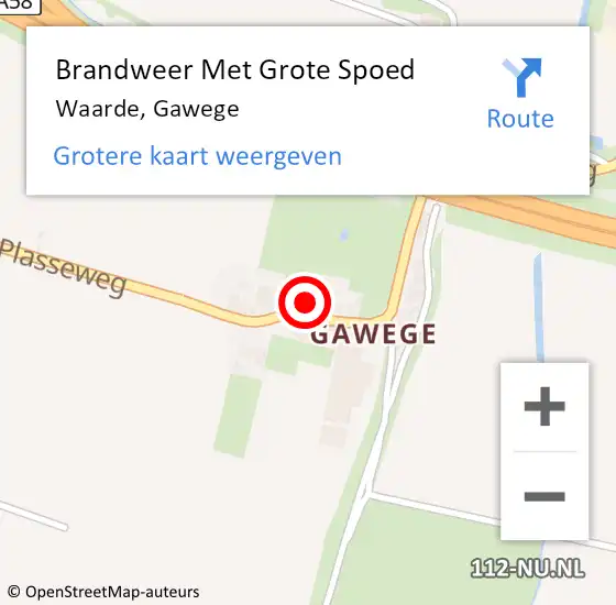 Locatie op kaart van de 112 melding: Brandweer Met Grote Spoed Naar Waarde, Gawege op 29 december 2021 17:09