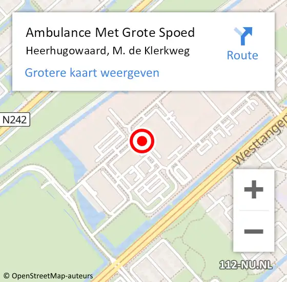 Locatie op kaart van de 112 melding: Ambulance Met Grote Spoed Naar Heerhugowaard, M. de Klerkweg op 29 december 2021 17:18