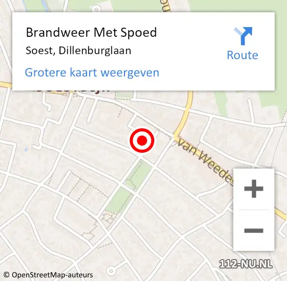 Locatie op kaart van de 112 melding: Brandweer Met Spoed Naar Soest, Dillenburglaan op 29 december 2021 17:30