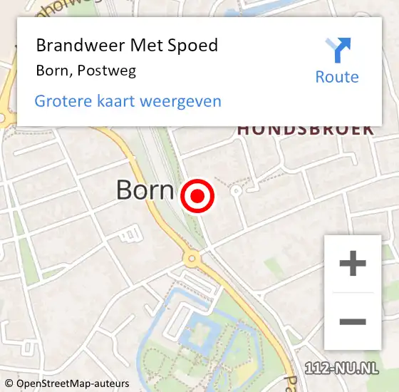 Locatie op kaart van de 112 melding: Brandweer Met Spoed Naar Born, Postweg op 29 december 2021 17:31