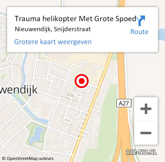 Locatie op kaart van de 112 melding: Trauma helikopter Met Grote Spoed Naar Nieuwendijk, Snijderstraat op 29 december 2021 17:35