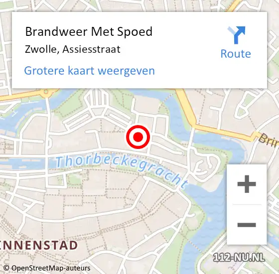 Locatie op kaart van de 112 melding: Brandweer Met Spoed Naar Zwolle, Assiesstraat op 29 december 2021 18:08