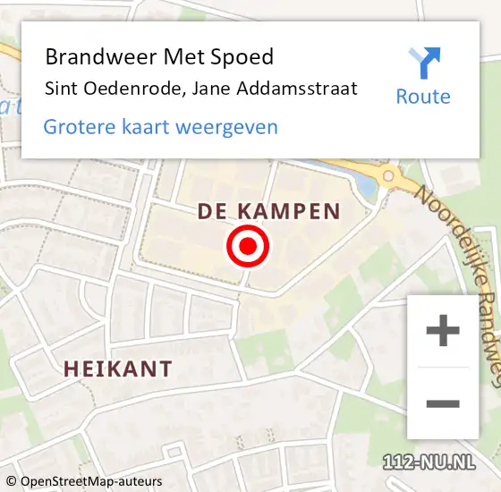 Locatie op kaart van de 112 melding: Brandweer Met Spoed Naar Sint Oedenrode, Jane Addamsstraat op 29 december 2021 18:10