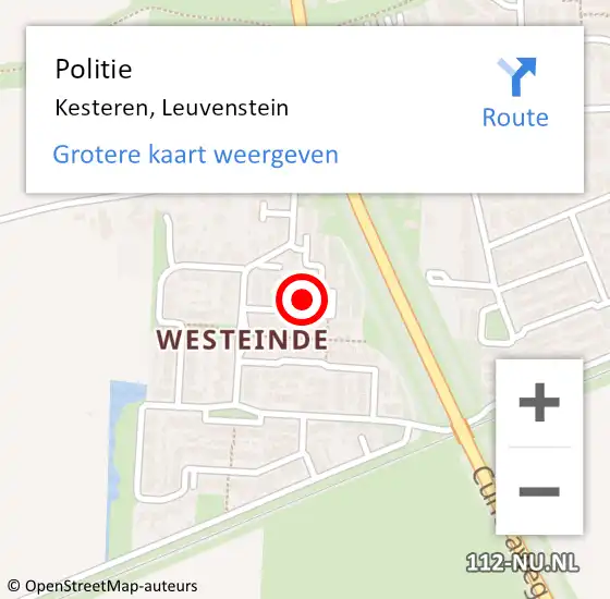 Locatie op kaart van de 112 melding: Politie Kesteren, Leuvenstein op 29 december 2021 18:13