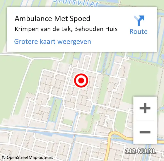 Locatie op kaart van de 112 melding: Ambulance Met Spoed Naar Krimpen aan de Lek, Behouden Huis op 29 december 2021 18:18