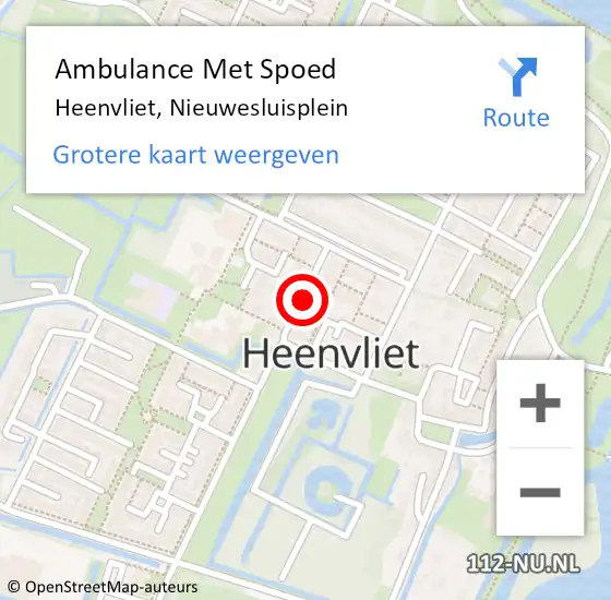 Locatie op kaart van de 112 melding: Ambulance Met Spoed Naar Heenvliet, Nieuwesluisplein op 29 december 2021 18:21